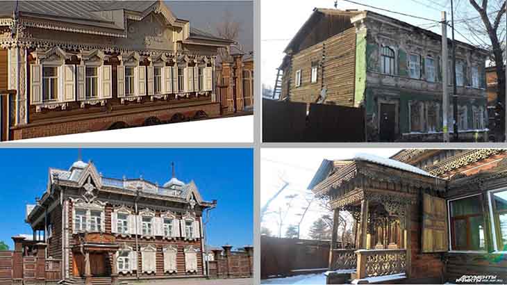 старые деревянные дома в Иркутске